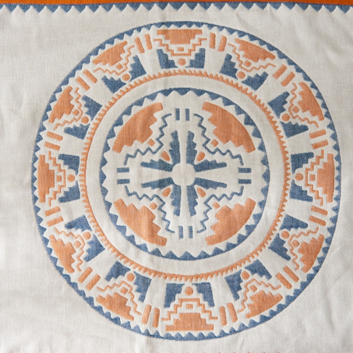 91家纺网 家纺一手货源 找家纺 朴尔  2022年新款波西米亚风全棉四层纱布枕巾一对装 塞尔维亚藏青