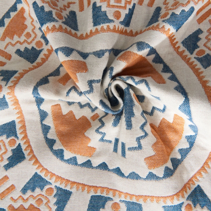 91家纺网 家纺一手货源 找家纺 朴尔  2022年新款波西米亚风全棉四层纱布枕巾一对装 塞尔维亚藏青