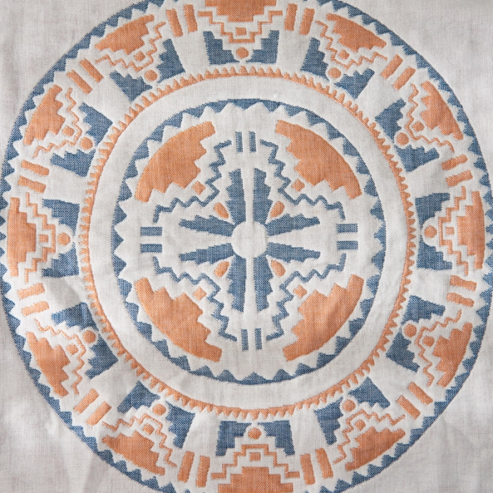 91家纺网 家纺一手货源 找家纺 朴尔  2022年新款波西米亚风全棉四层纱布枕巾一对装 塞尔维亚藏青红