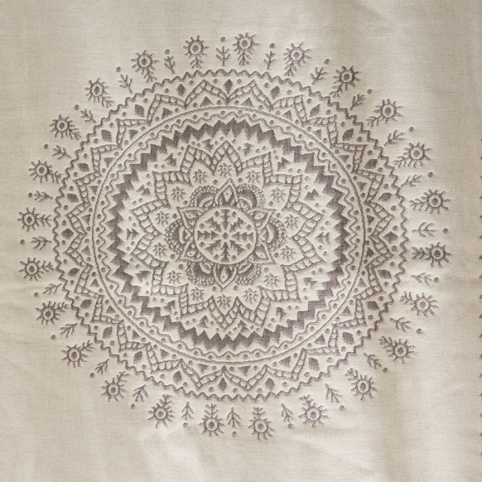 91家纺网 家纺一手货源 找家纺 朴尔  2022年新款波西米亚风全棉四层纱布枕巾一对装 太阳神咖