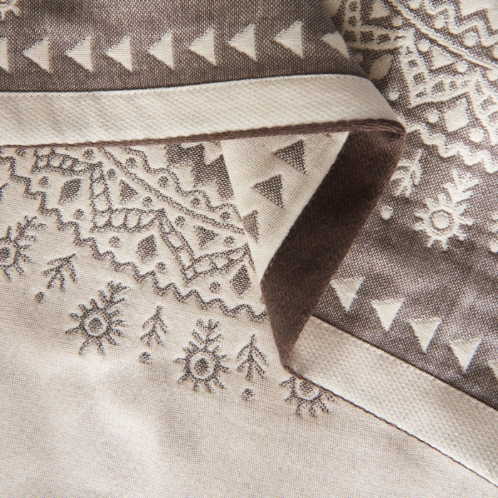 91家纺网 家纺一手货源 找家纺 朴尔  2022年新款波西米亚风全棉四层纱布枕巾一对装 太阳神咖