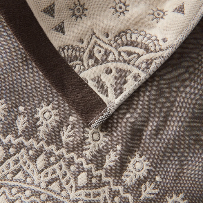 91家纺网 家纺一手货源 找家纺 朴尔  2022年新款波西米亚风全棉四层纱布枕巾一对装 太阳神咖