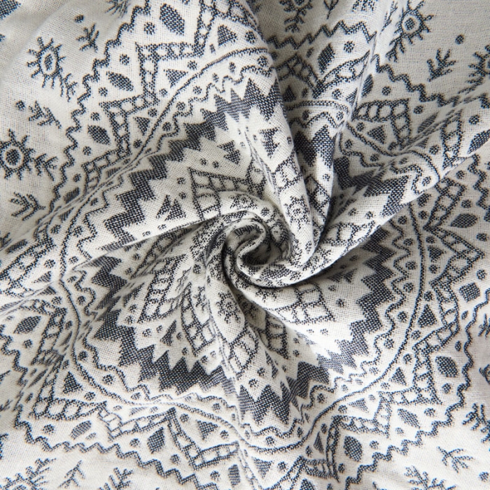 91家纺网 家纺一手货源 找家纺 朴尔  2022年新款波西米亚风全棉四层纱布枕巾一对装 太阳神蓝