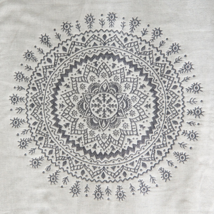 91家纺网 家纺一手货源 找家纺 朴尔  2022年新款波西米亚风全棉四层纱布枕巾一对装 太阳神蓝