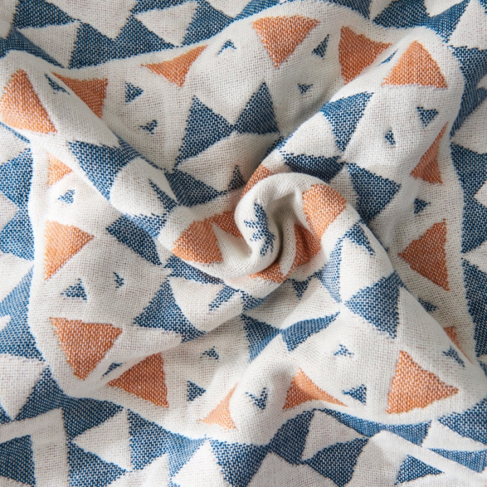 91家纺网 家纺一手货源 找家纺 朴尔  2022年新款波西米亚风全棉四层纱布枕巾一对装 特洛伊蓝