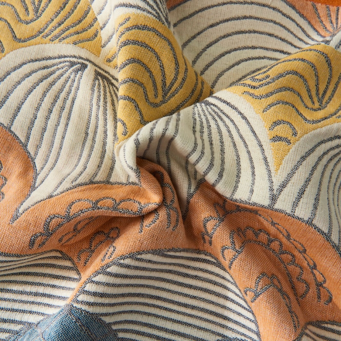 91家纺网 家纺一手货源 找家纺 朴尔  2022年新款波西米亚风全棉四层纱布枕巾一对装 鱼之恋