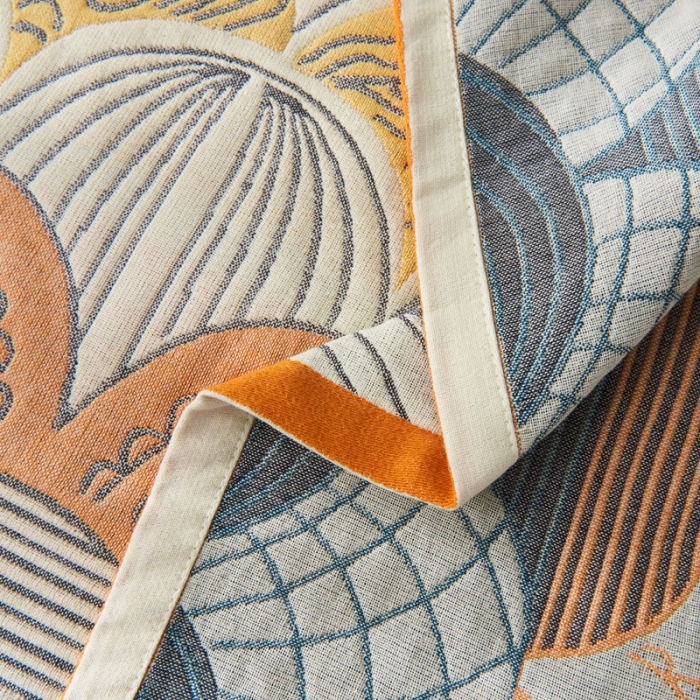 91家纺网 家纺一手货源 找家纺 朴尔  2022年新款波西米亚风全棉四层纱布枕巾一对装 鱼之恋