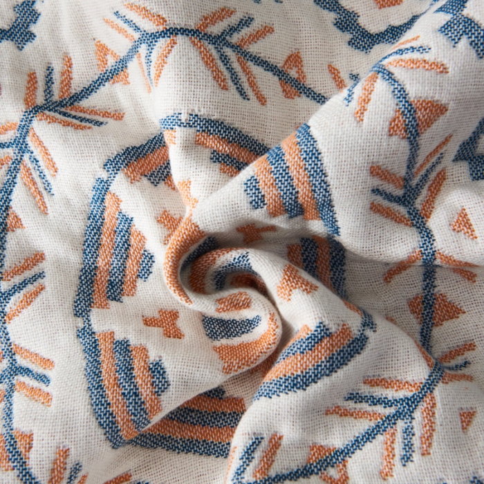 91家纺网 家纺一手货源 找家纺 朴尔  2022年新款波西米亚风全棉四层纱布枕巾一对装 圆盘花