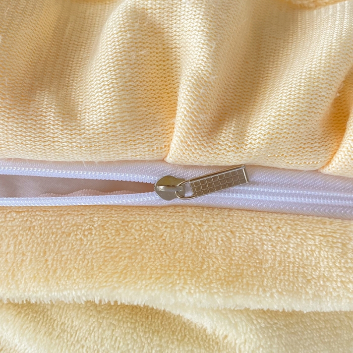 91家纺网 家纺一手货源 找家纺 绒世界 2022新款 高端牛奶绒提花四件套 柠檬黄