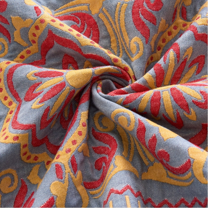 91家纺网 家纺一手货源 找家纺 朴尔 2022年民族风彩棉系列四层纱布枕巾 花团锦簇-红