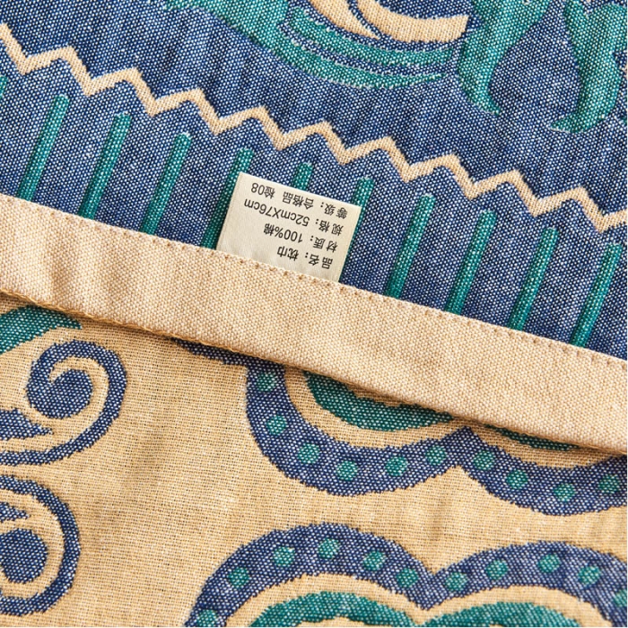 91家纺网 家纺一手货源 找家纺 朴尔 2022年民族风彩棉系列四层纱布枕巾 花团锦簇-黄