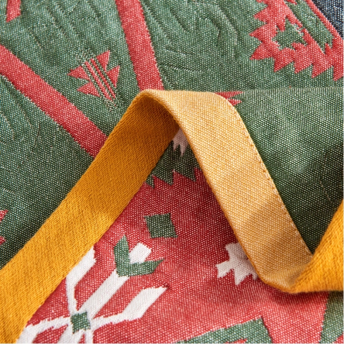 91家纺网 家纺一手货源 找家纺 朴尔 2022年民族风彩棉系列四层纱布枕巾 旧金山红