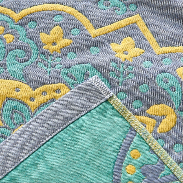 91家纺网 家纺一手货源 找家纺 朴尔 2022年民族风彩棉系列四层纱布枕巾 普罗旺斯-绿