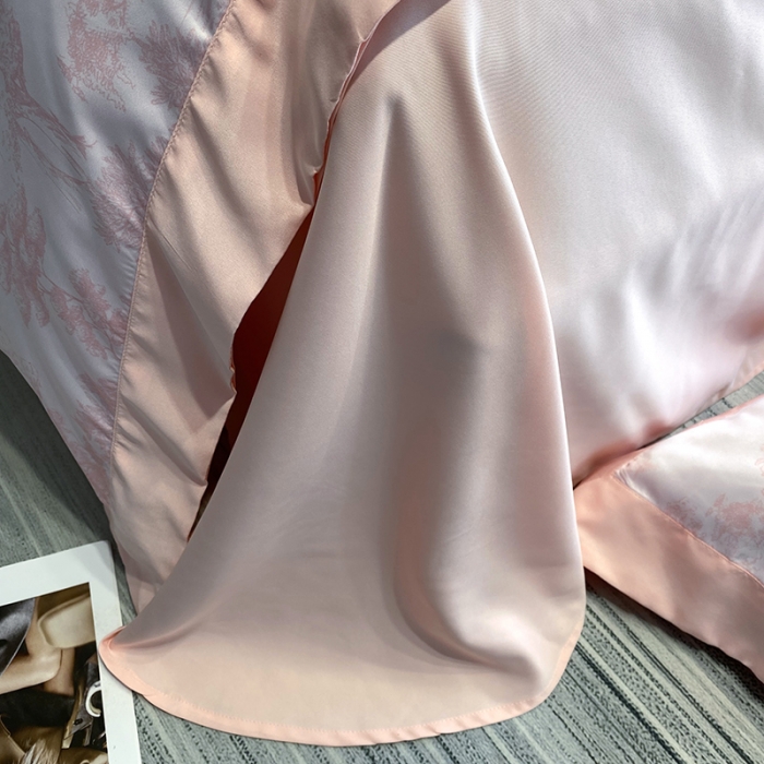 91家纺网 家纺一手货源 找家纺 优悦生活馆 2022新款墨尔本亲肤磨毛四件套 蜜桃粉