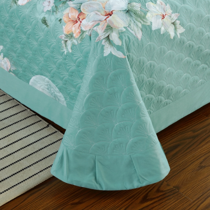 91家纺网 家纺一手货源 找家纺 OL家纺  2022新款全棉阳绒磨毛四件套 月影花香