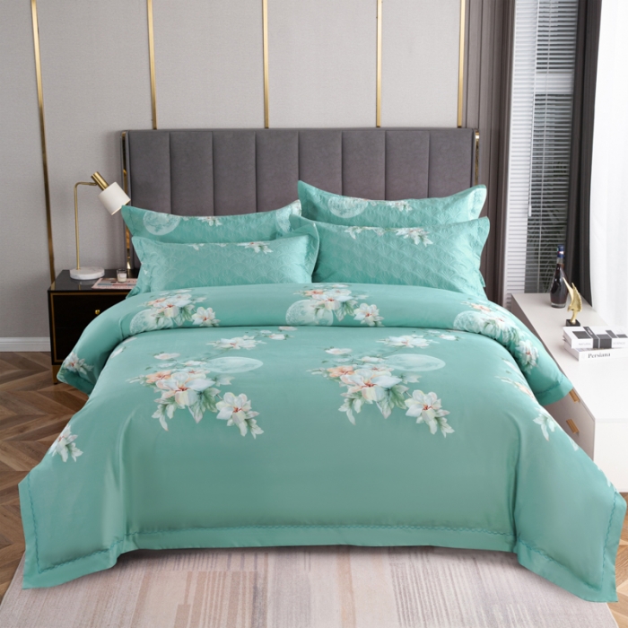 91家纺网 家纺一手货源 找家纺 OL家纺  2022新款全棉阳绒磨毛四件套 月影花香