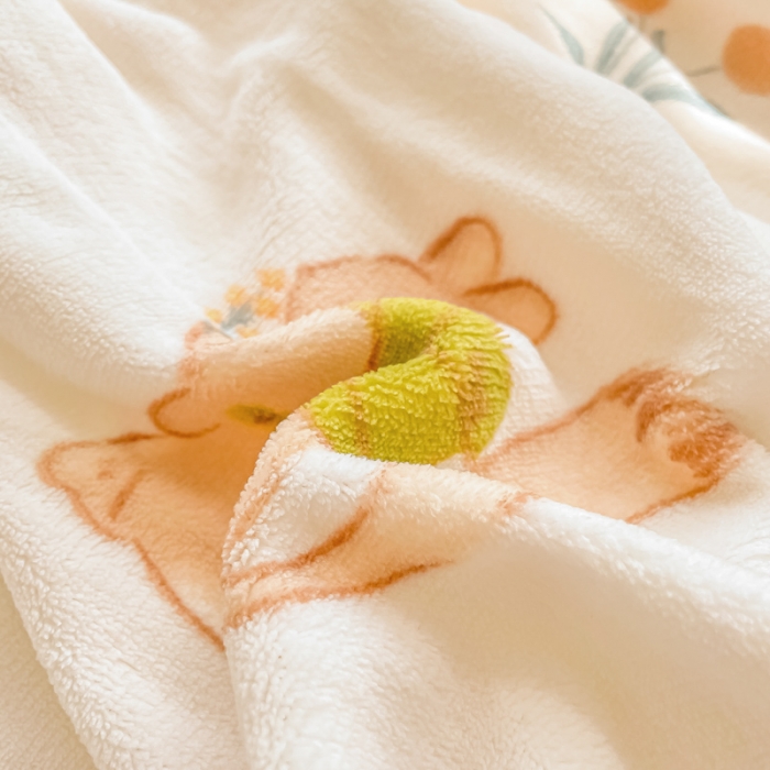 91家纺网 家纺一手货源 找家纺 沐慕  2022新款牛奶绒拼羊羔绒毛毯 田园松鼠