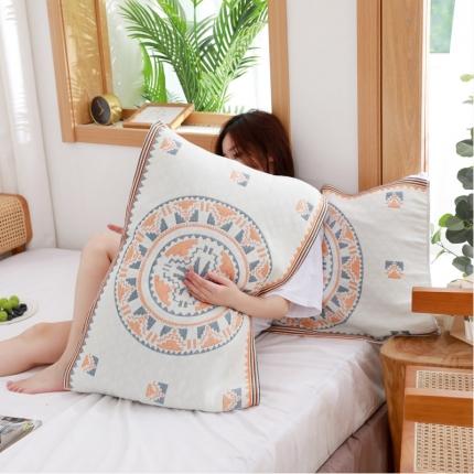 91家纺网 家纺一手货源 找家纺 （总）朴尔 2022年波西米亚风优棉三层纱布枕巾一对装