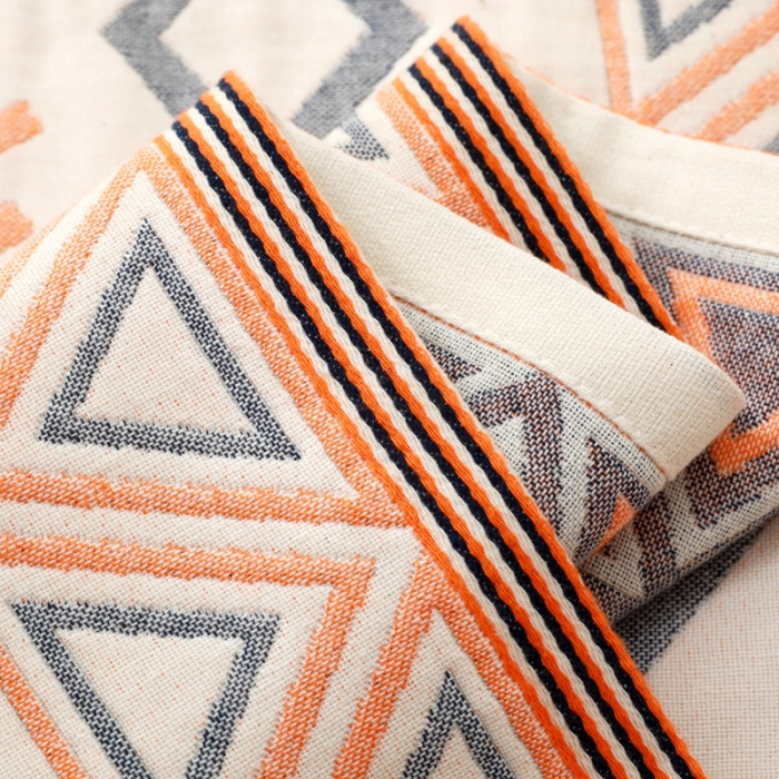 91家纺网 家纺一手货源 找家纺 朴尔 2022年波西米亚风优棉三层纱布枕巾一对装 莱茵情调黄