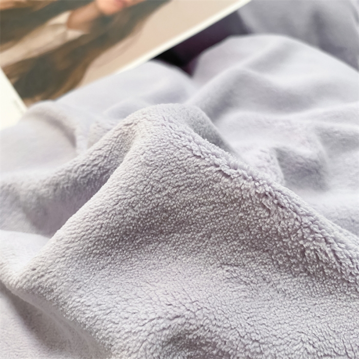 91家纺网 家纺一手货源 找家纺 眠帛家居 2022新款牛奶绒贝壳边四件套 浅紫-奶油粉