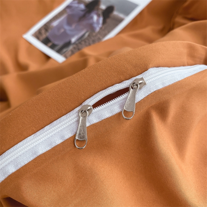 91家纺网 家纺一手货源 找家纺 眠帛 2022新款水洗棉混搭四件套 焦糖