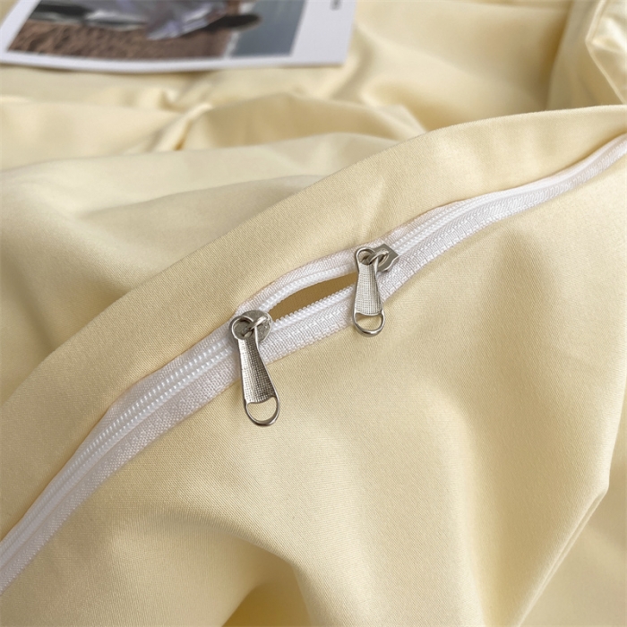 91家纺网 家纺一手货源 找家纺 眠帛 2022新款水洗棉混搭四件套 奶黄