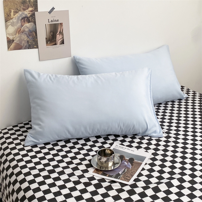 91家纺网 家纺一手货源 找家纺 眠帛 2022新款水洗棉混搭四件套 天空蓝