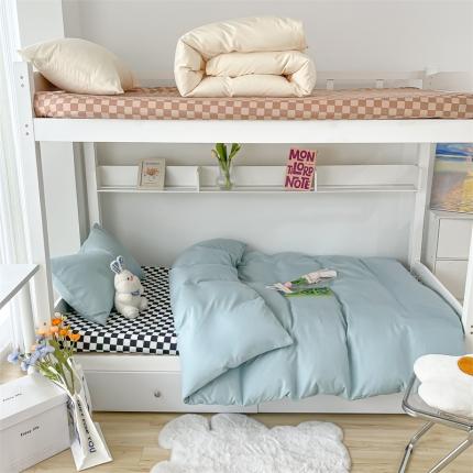 91家纺网 家纺一手货源 找家纺 眠帛 2022新款水洗棉混搭学生床三件套 繁星蓝