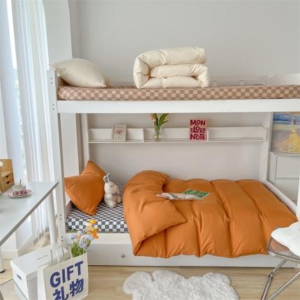 91家纺网 家纺一手货源 找家纺 眠帛 2022新款水洗棉混搭学生床三件套 焦糖