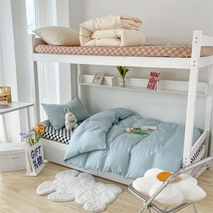 眠帛 2022新款水洗棉混搭学生床三件套 繁星蓝