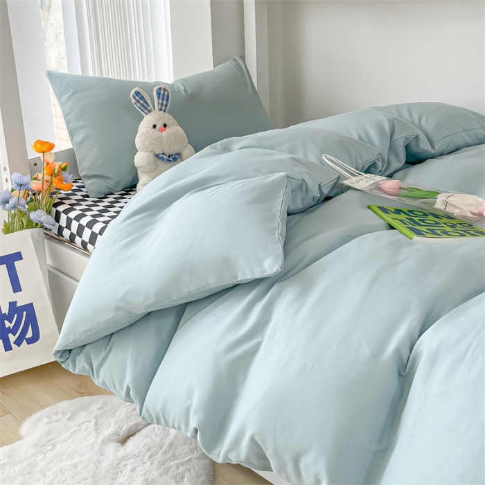 91家纺网 家纺一手货源 找家纺 眠帛 2022新款水洗棉混搭学生床三件套 繁星蓝
