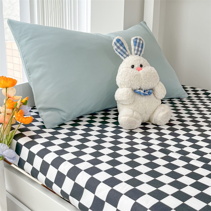 91家纺网 家纺一手货源 找家纺 眠帛 2022新款水洗棉混搭学生床三件套 繁星蓝