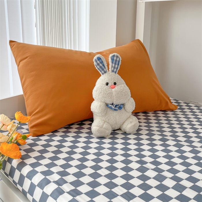 91家纺网 家纺一手货源 找家纺 眠帛 2022新款水洗棉混搭学生床三件套 焦糖