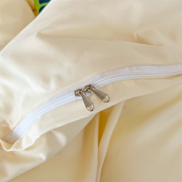 91家纺网 家纺一手货源 找家纺 眠帛 2022新款水洗棉混搭学生床三件套 奶黄