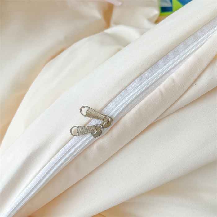 91家纺网 家纺一手货源 找家纺 眠帛 2022新款水洗棉混搭学生床三件套 奶昔白