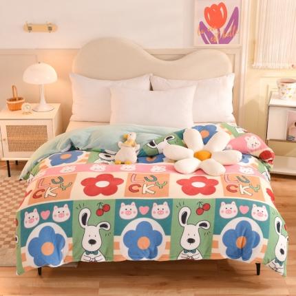 91家纺网 家纺一手货源 找家纺 甜之梦家纺2025新款印花牛奶绒单品被套可定制任何尺寸萌宠跳跳