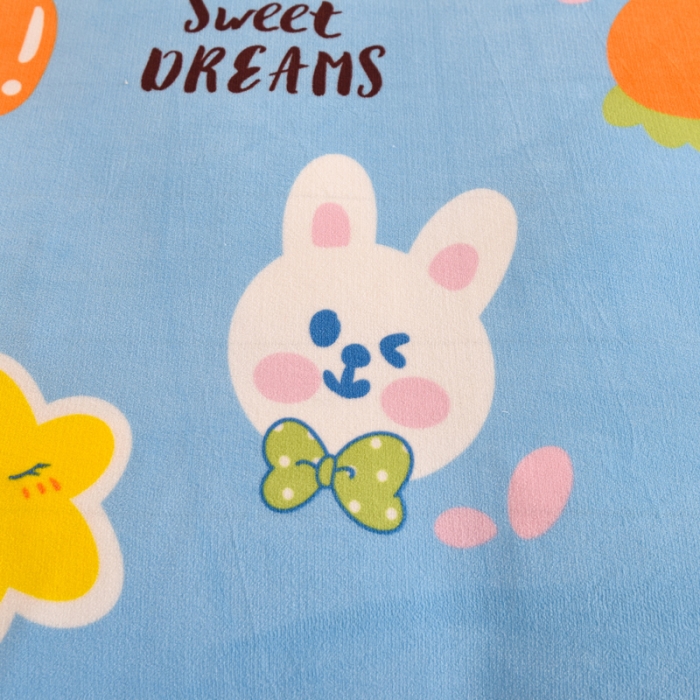 91家纺网 家纺一手货源 找家纺 甜之梦家纺2025新款印花牛奶绒单品被套可定制任何尺寸 爱心萌兔