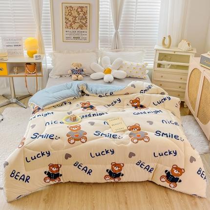 91家纺网 家纺一手货源 找家纺 2022新款直播爆款水洗棉印花小花边春秋被冬被 超酷熊