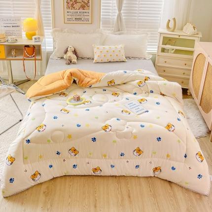 91家纺网 家纺一手货源 找家纺 2022新款直播爆款水洗棉印花小花边春秋被冬被 小老虎