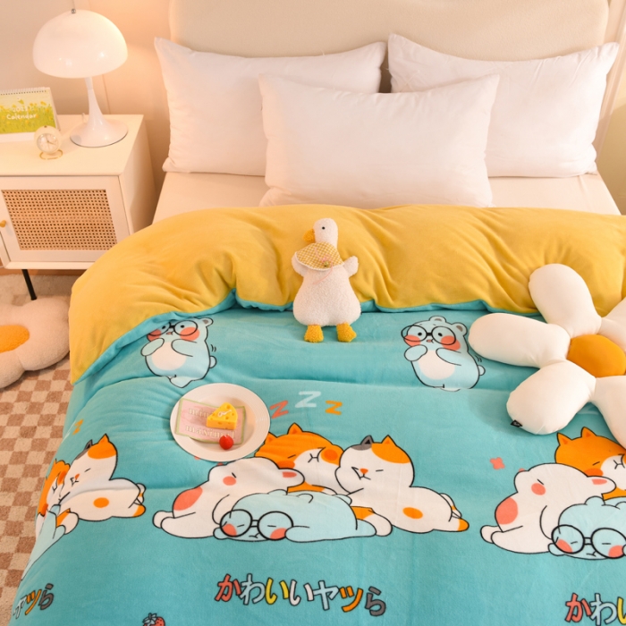 91家纺网 家纺一手货源 找家纺 甜之梦家纺2025新款印花牛奶绒单品被套可定制任何尺寸乖乖熊