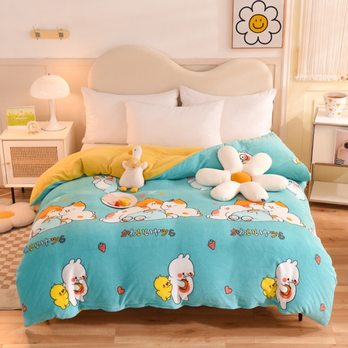 91家纺网 家纺一手货源 找家纺 甜之梦家纺2025新款印花牛奶绒单品被套可定制任何尺寸乖乖熊