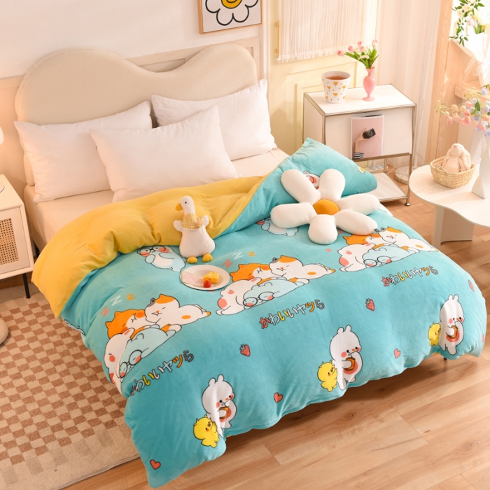 91家纺网 家纺一手货源 找家纺 甜之梦家纺2025新款印花牛奶绒单品被套可定制任何尺寸乖乖熊