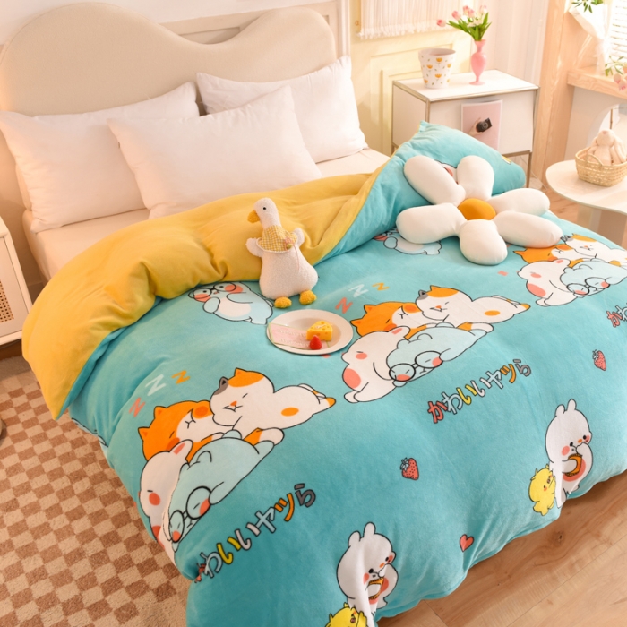 91家纺网 家纺一手货源 找家纺 甜之梦家纺2025新款印花牛奶绒单品被套可定制任何尺寸乖乖熊