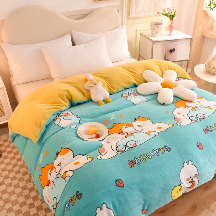 91家纺网 家纺一手货源 找家纺 甜之梦家纺2025新款印花牛奶绒单品被套可定制任何尺寸乖乖熊