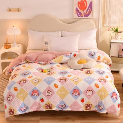 甜之梦家纺 2025新款印花牛奶绒单品被套可定制任何尺寸诗雨恋人