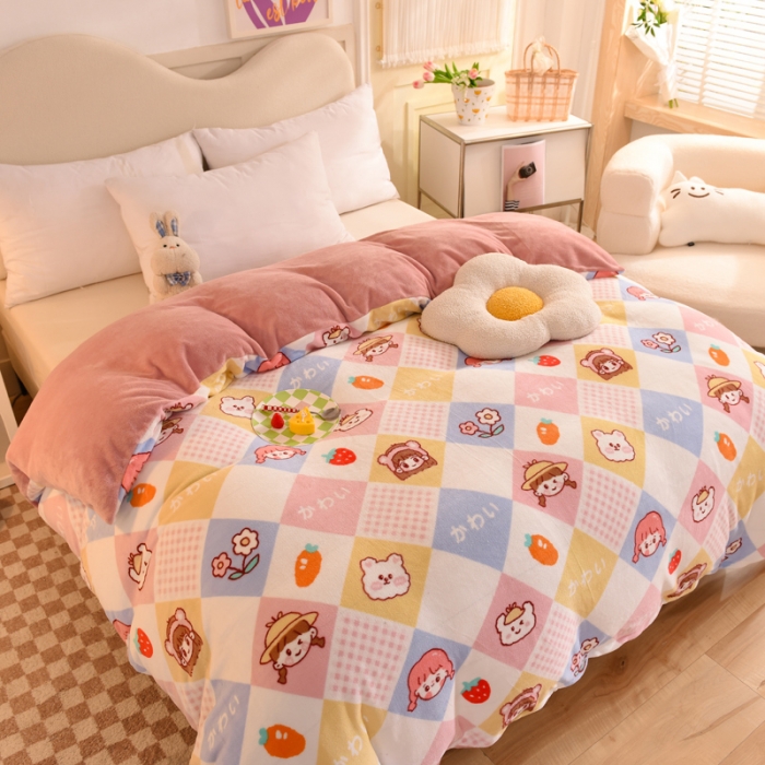 91家纺网 家纺一手货源 找家纺 甜之梦家纺 2025新款印花牛奶绒单品被套可定制任何尺寸诗雨恋人