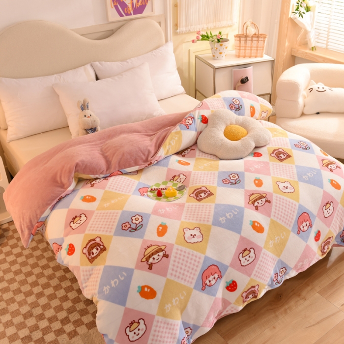 91家纺网 家纺一手货源 找家纺 甜之梦家纺 2025新款印花牛奶绒单品被套可定制任何尺寸诗雨恋人