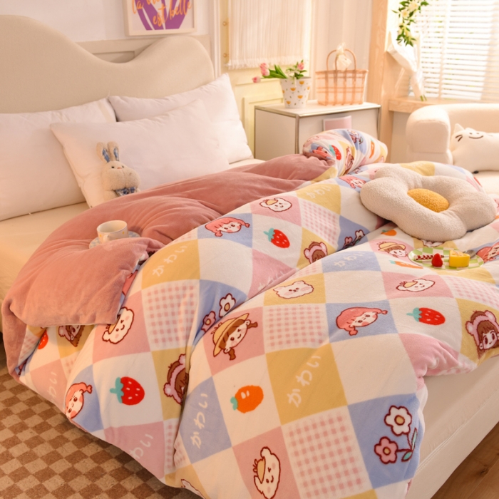 91家纺网 家纺一手货源 找家纺 甜之梦家纺 2025新款印花牛奶绒单品被套可定制任何尺寸诗雨恋人