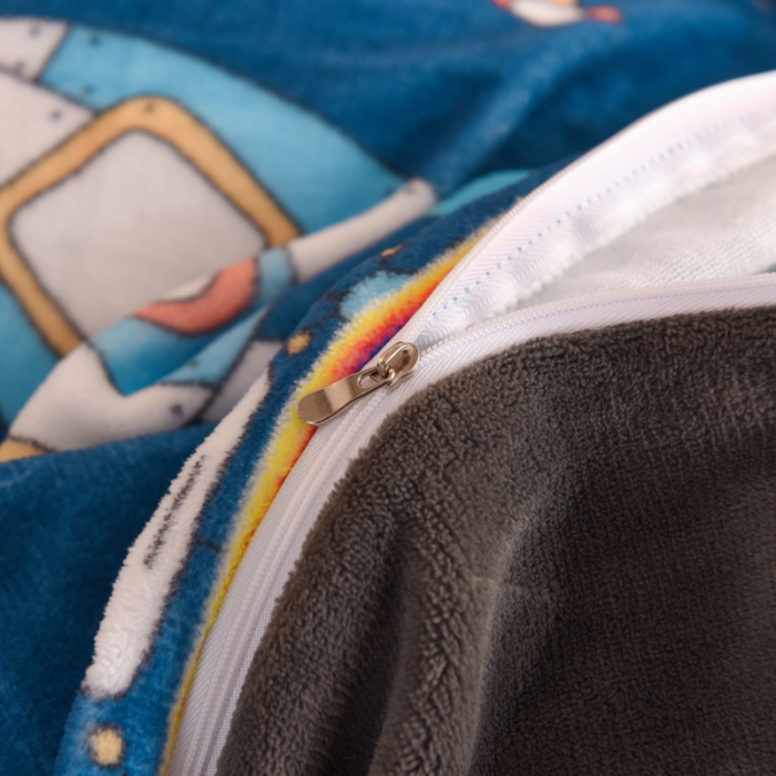 91家纺网 家纺一手货源 找家纺 甜之梦家纺 2025新款印花牛奶绒单品被套可定制任何尺寸太空机器人北卡蓝