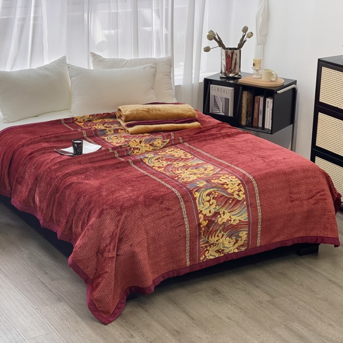 91家纺网 家纺一手货源 找家纺 缔缦 22新款More design AB版复合毛毯 瑞彩祥云